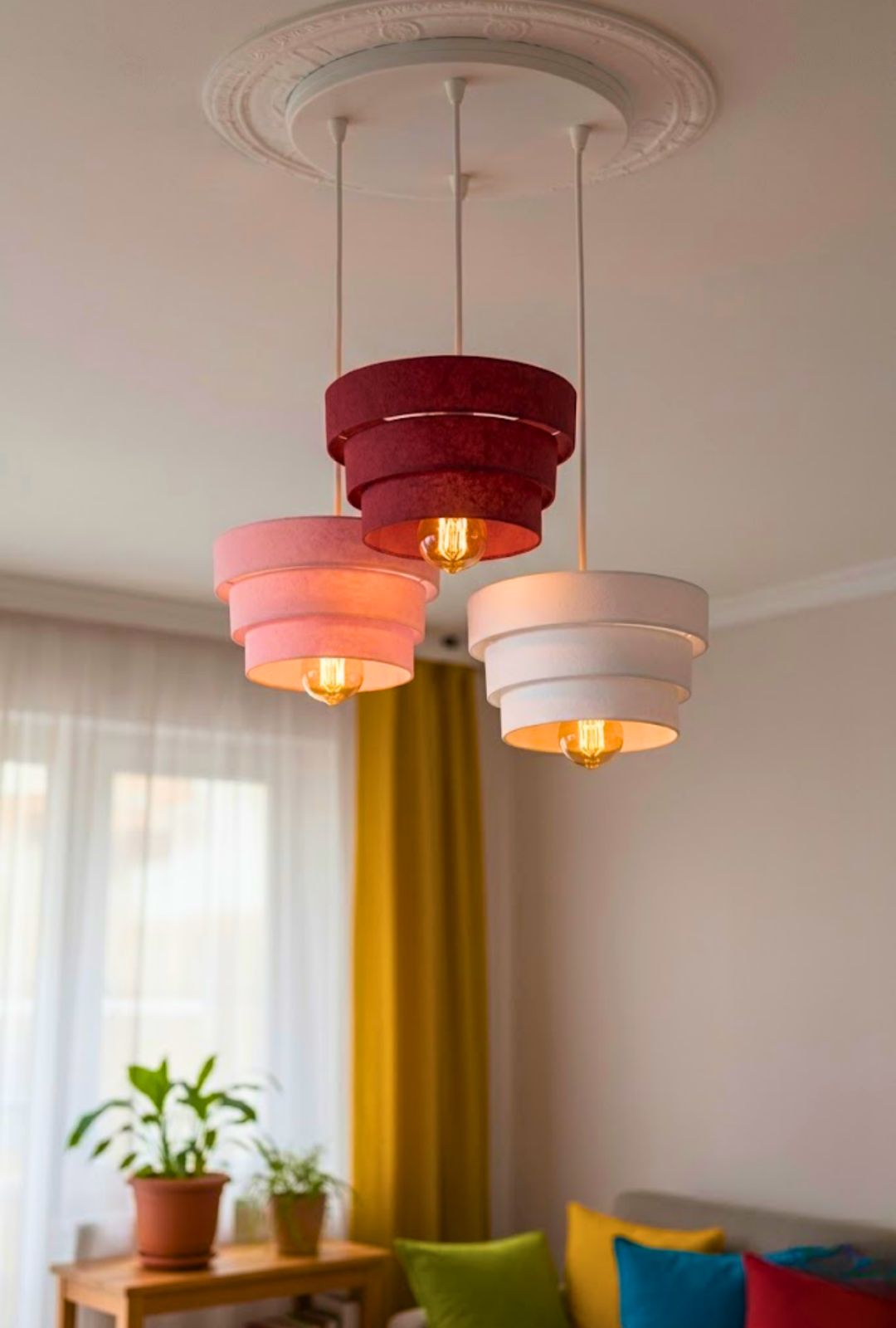 Modern Katmanlı Pasta Sarkıt Avize Salon E-27 Ampul Uyumlu Dekoratif Model